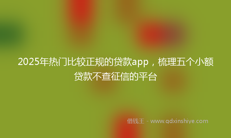 2025年热门比较正规的贷款app，梳理五个小额贷款不查征信的平台