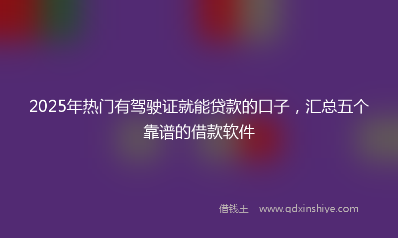 2025年热门有驾驶证就能贷款的口子，汇总五个靠谱的借款软件