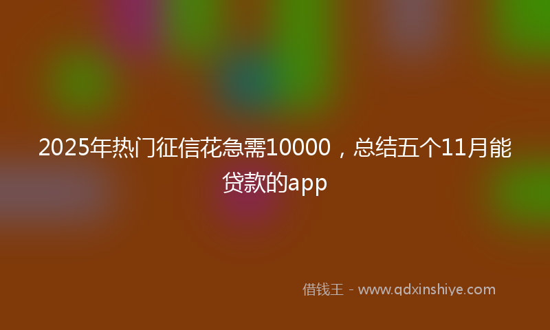 2025年热门征信花急需10000，总结五个11月能贷款的app