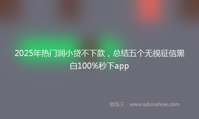 2025年热门润小贷不下款，总结五个无视征信黑白100%秒下app