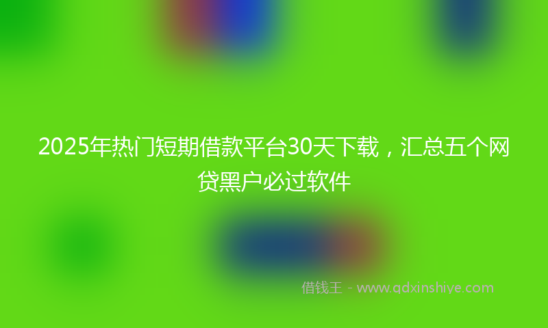 2025年热门短期借款平台30天下载，汇总五个网贷黑户必过软件