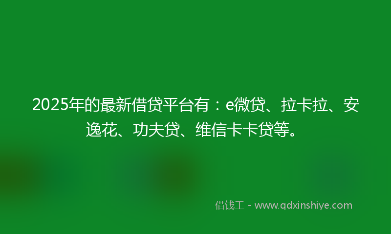 2025年的最新借贷平台有：e微贷、拉卡拉、安逸花、功夫贷、维信卡卡贷等。