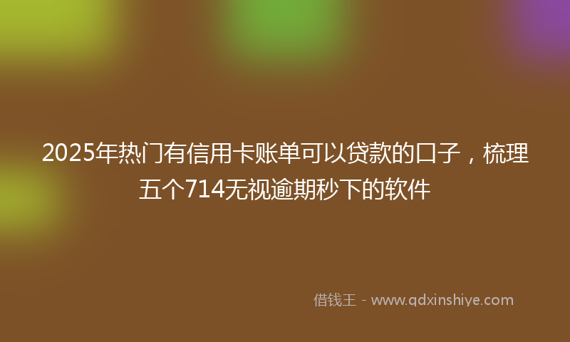 2025年热门有信用卡账单可以贷款的口子，梳理五个714无视逾期秒下的软件