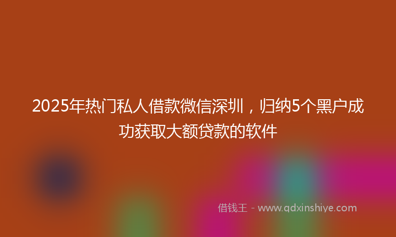 2025年热门私人借款微信深圳，归纳5个黑户成功获取大额贷款的软件