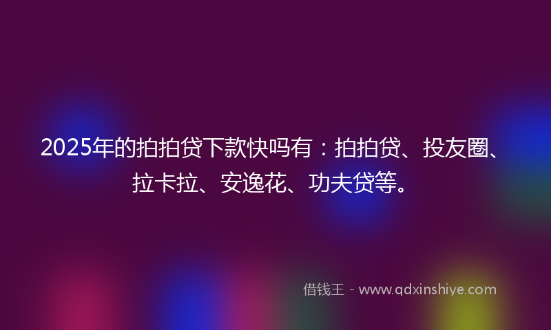 2025年的拍拍贷下款快吗有：拍拍贷、投友圈、拉卡拉、安逸花、功夫贷等。