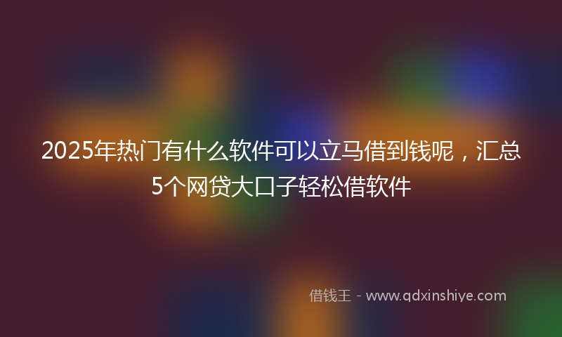 2025年热门有什么软件可以立马借到钱呢，汇总5个网贷大口子轻松借软件