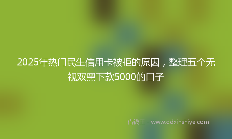 2025年热门民生信用卡被拒的原因，整理五个无视双黑下款5000的口子
