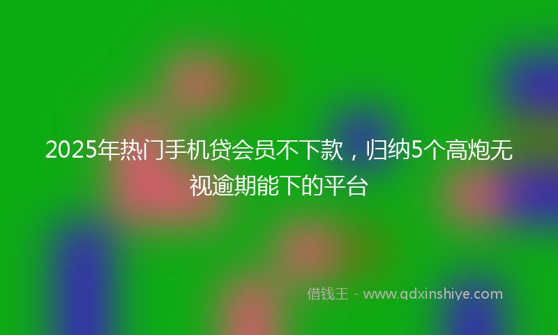2025年热门手机贷会员不下款，归纳5个高炮无视逾期能下的平台