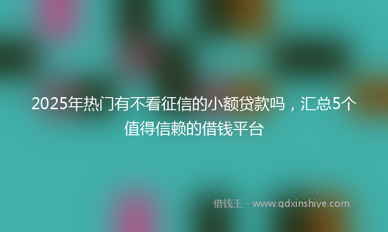 2025年热门有不看征信的小额贷款吗，汇总5个值得信赖的借钱平台