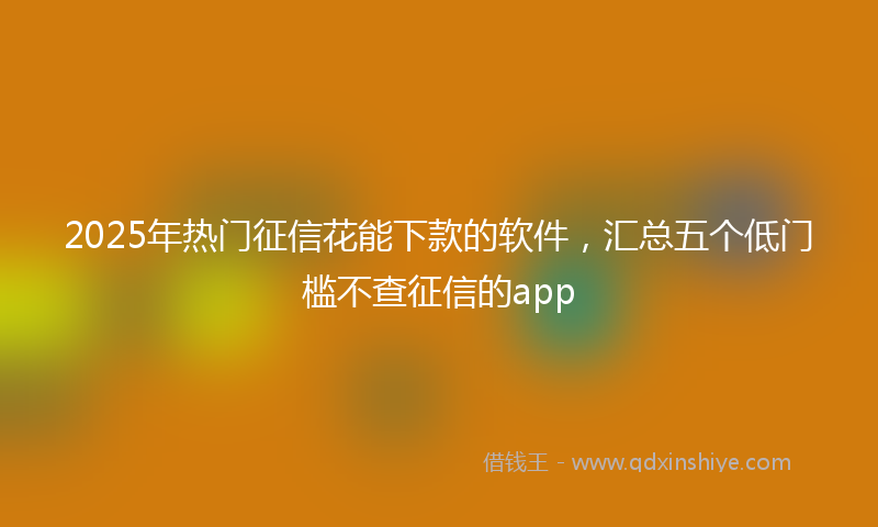 2025年热门征信花能下款的软件，汇总五个低门槛不查征信的app