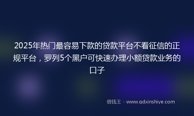 2025年热门最容易下款的贷款平台不看征信的正规平台，罗列5个黑户可快速办理小额贷款业务的口子