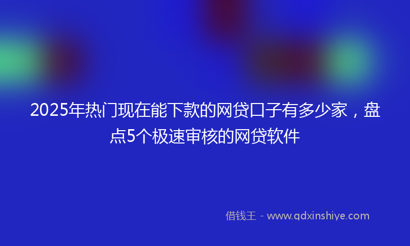 2025年热门现在能下款的网贷口子有多少家，盘点5个极速审核的网贷软件