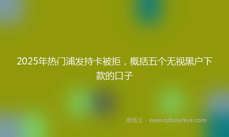 2025年热门浦发持卡被拒，概括五个无视黑户下款的口子