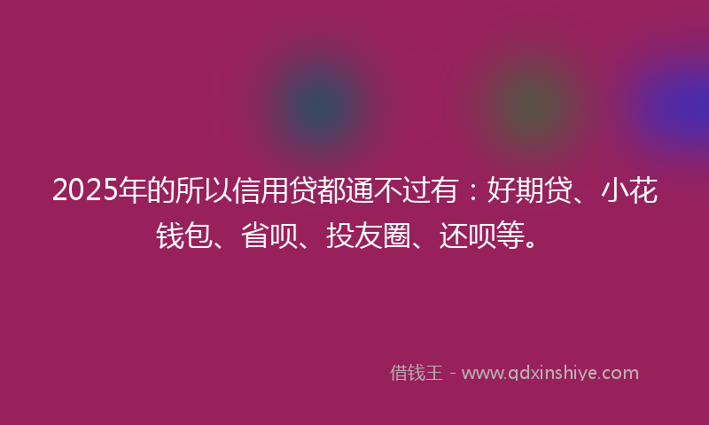 2025年的所以信用贷都通不过有：好期贷、小花钱包、省呗、投友圈、还呗等。
