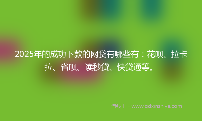 2025年的成功下款的网贷有哪些有：花呗、拉卡拉、省呗、读秒贷、快贷通等。