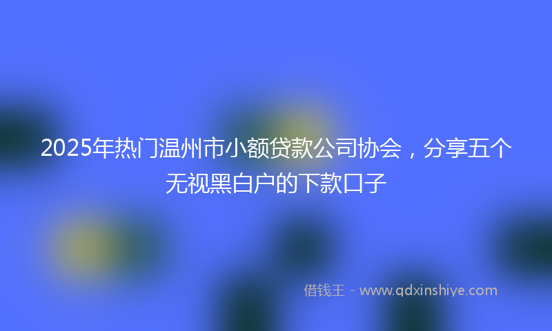 2025年热门温州市小额贷款公司协会，分享五个无视黑白户的下款口子