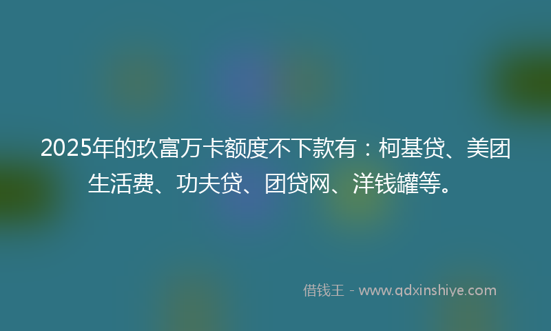 2025年的玖富万卡额度不下款有：柯基贷、美团生活费、功夫贷、团贷网、洋钱罐等。