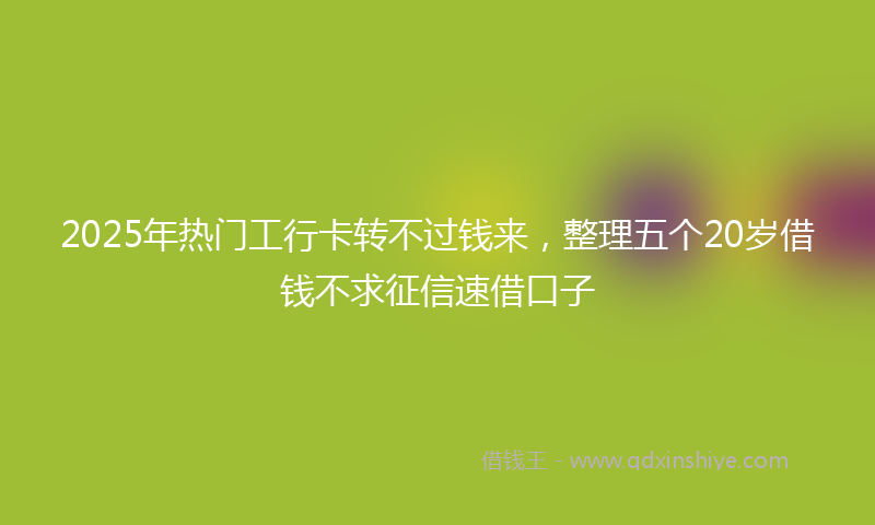 2025年热门工行卡转不过钱来，整理五个20岁借钱不求征信速借口子
