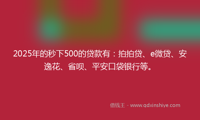 2025年的秒下500的贷款有：拍拍贷、e微贷、安逸花、省呗、平安口袋银行等。
