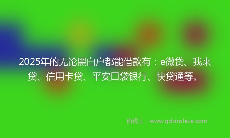 2025年的无论黑白户都能借款有：e微贷、我来贷、信用卡贷、平安口袋银行、快贷通等。