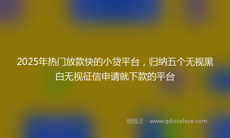 2025年热门放款快的小贷平台，归纳五个无视黑白无视征信申请就下款的平台