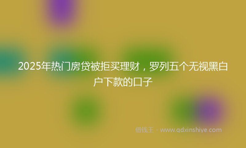 2025年热门房贷被拒买理财，罗列五个无视黑白户下款的口子