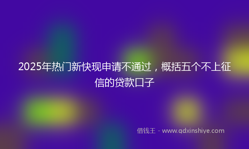 2025年热门新快现申请不通过，概括五个不上征信的贷款口子