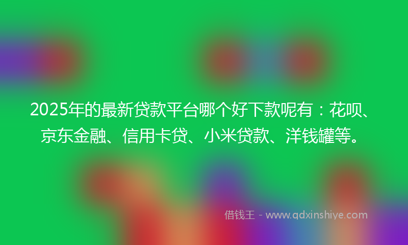 2025年的最新贷款平台哪个好下款呢有：花呗、京东金融、信用卡贷、小米贷款、洋钱罐等。