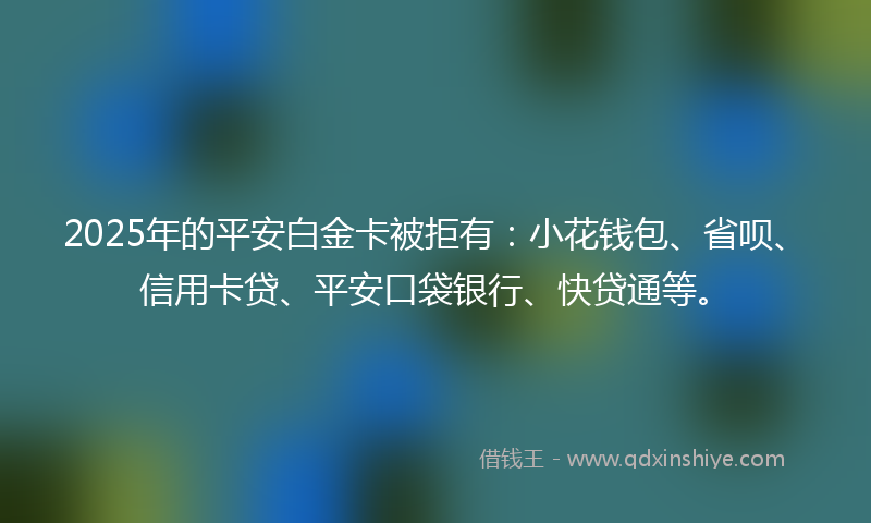 2025年的平安白金卡被拒有：小花钱包、省呗、信用卡贷、平安口袋银行、快贷通等。