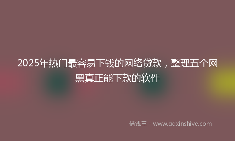 2025年热门最容易下钱的网络贷款，整理五个网黑真正能下款的软件