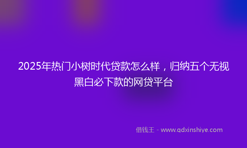2025年热门小树时代贷款怎么样，归纳五个无视黑白必下款的网贷平台