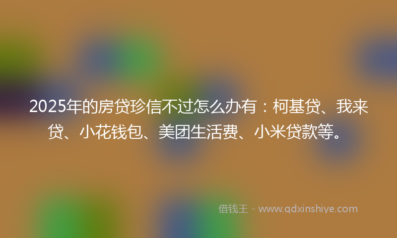 2025年的房贷珍信不过怎么办有：柯基贷、我来贷、小花钱包、美团生活费、小米贷款等。