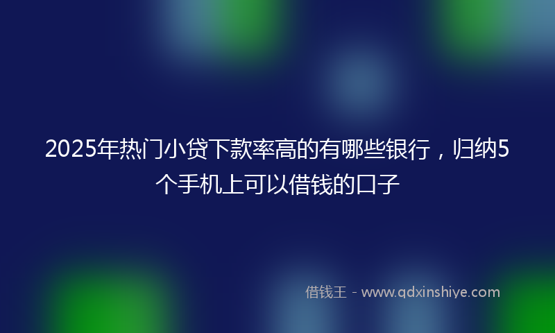 2025年热门小贷下款率高的有哪些银行，归纳5个手机上可以借钱的口子