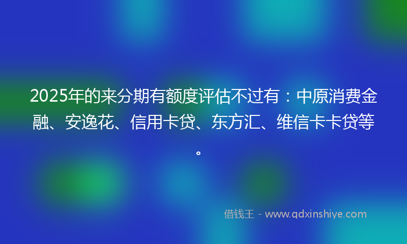 2025年的来分期有额度评估不过有：中原消费金融、安逸花、信用卡贷、东方汇、维信卡卡贷等。