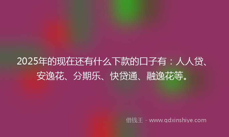 2025年的现在还有什么下款的口子有：人人贷、安逸花、分期乐、快贷通、融逸花等。