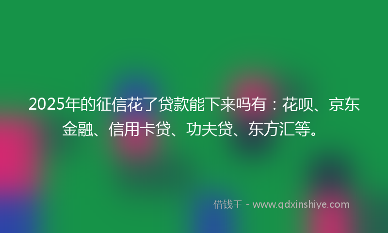 2025年的征信花了贷款能下来吗有：花呗、京东金融、信用卡贷、功夫贷、东方汇等。