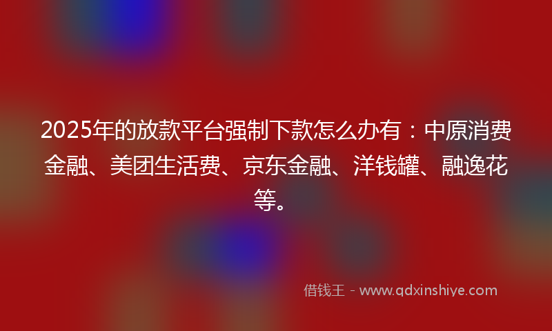 2025年的放款平台强制下款怎么办有：中原消费金融、美团生活费、京东金融、洋钱罐、融逸花等。