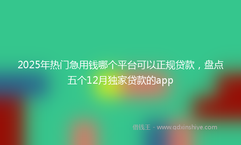 2025年热门急用钱哪个平台可以正规贷款，盘点五个12月独家贷款的app