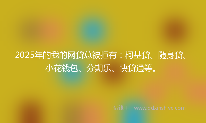 2025年的我的网贷总被拒有：柯基贷、随身贷、小花钱包、分期乐、快贷通等。