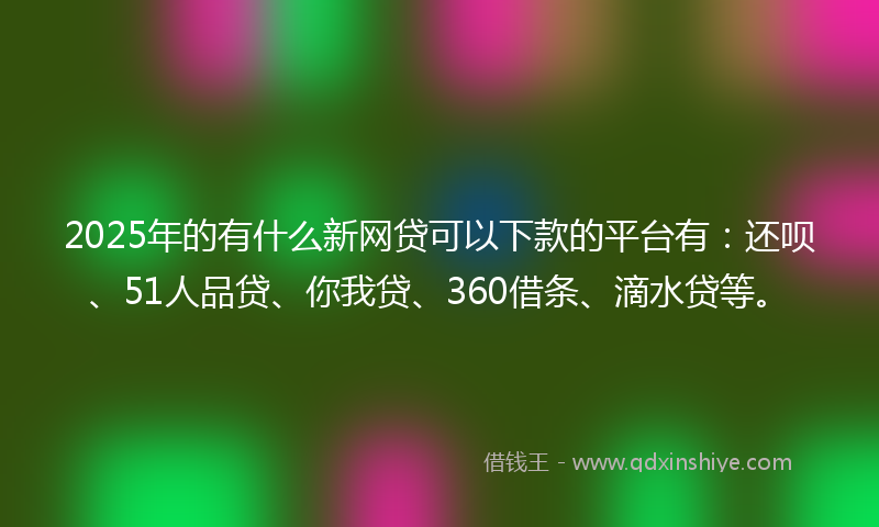 2025年的有什么新网贷可以下款的平台有：还呗、51人品贷、你我贷、360借条、滴水贷等。