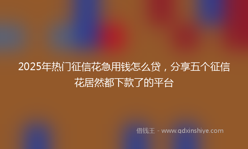 2025年热门征信花急用钱怎么贷，分享五个征信花居然都下款了的平台