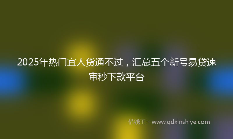 2025年热门宜人货通不过，汇总五个新号易贷速审秒下款平台