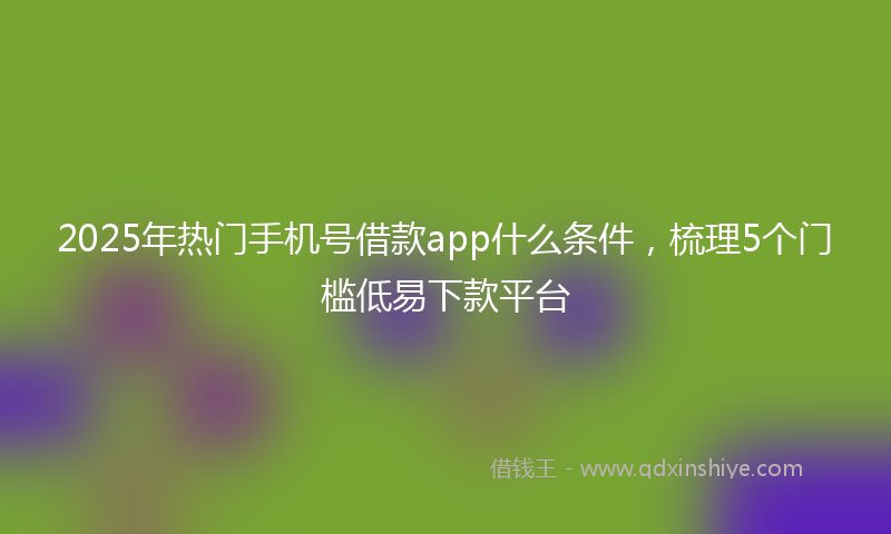 2025年热门手机号借款app什么条件，梳理5个门槛低易下款平台
