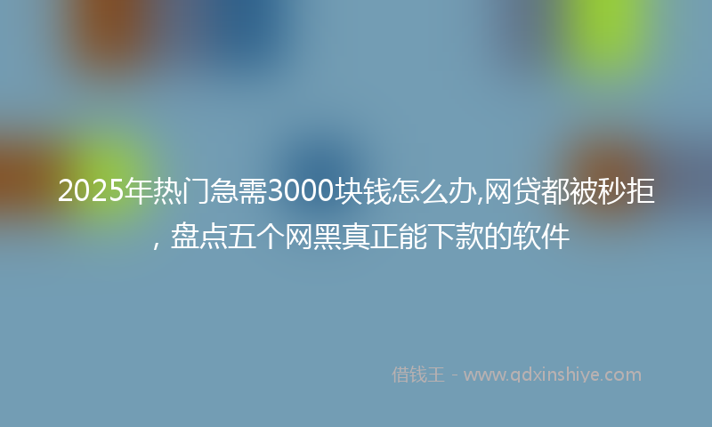 2025年热门急需3000块钱怎么办,网贷都被秒拒，盘点五个网黑真正能下款的软件