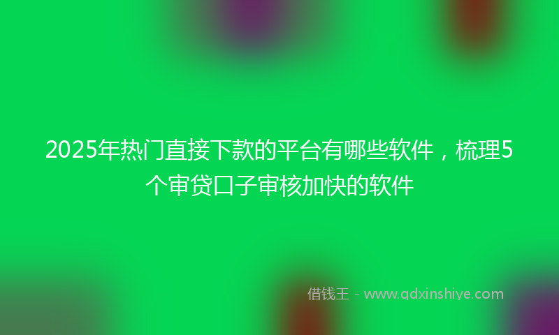 2025年热门直接下款的平台有哪些软件，梳理5个审贷口子审核加快的软件
