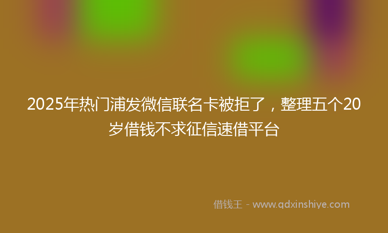 2025年热门浦发微信联名卡被拒了，整理五个20岁借钱不求征信速借平台