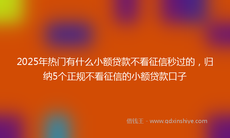 2025年热门有什么小额贷款不看征信秒过的，归纳5个正规不看征信的小额贷款口子