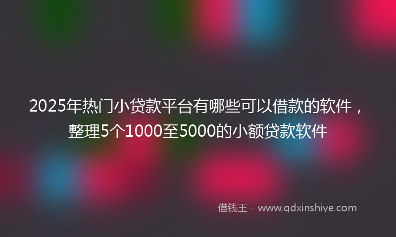 2025年热门小贷款平台有哪些可以借款的软件，整理5个1000至5000的小额贷款软件