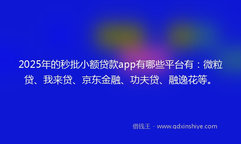 2025年的秒批小额贷款app有哪些平台有：微粒贷、我来贷、京东金融、功夫贷、融逸花等。