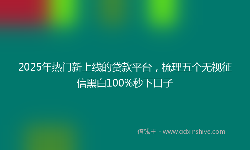 2025年热门新上线的贷款平台，梳理五个无视征信黑白100%秒下口子